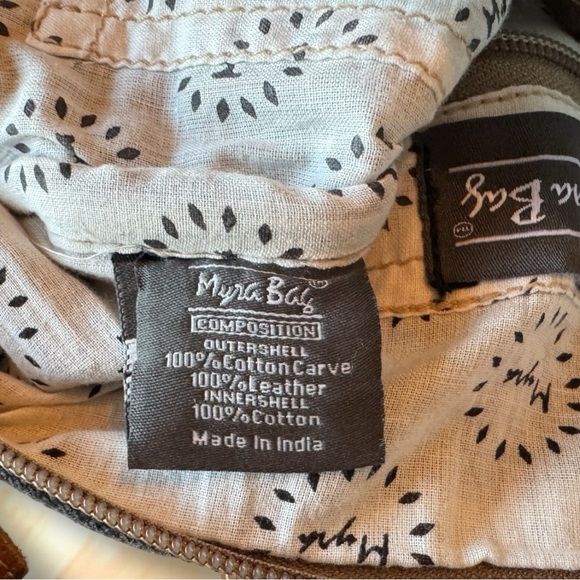 Myra Bag Gray Canvas & Leather Crossbody / Shoulder Bag – Sel de Mer Paris Print - Picture 8 of 10